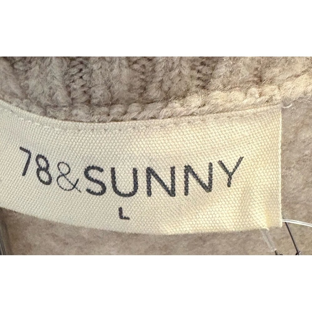 78 SUNNY Beige Plaid Trim V Neck Button Front Cardigan Sweater Women's Size L - Picture 3 of 4